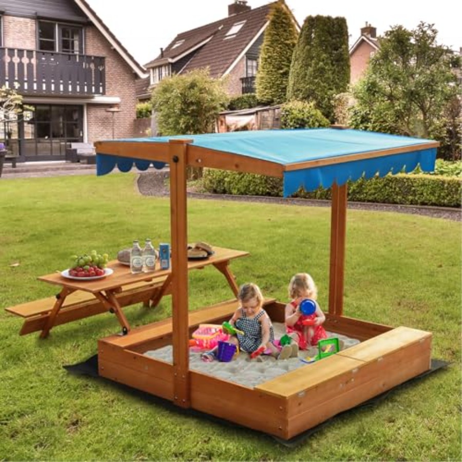 Kids Outdoor Picnic Table - Drewniany piaskownica dla dzieci do zabawy