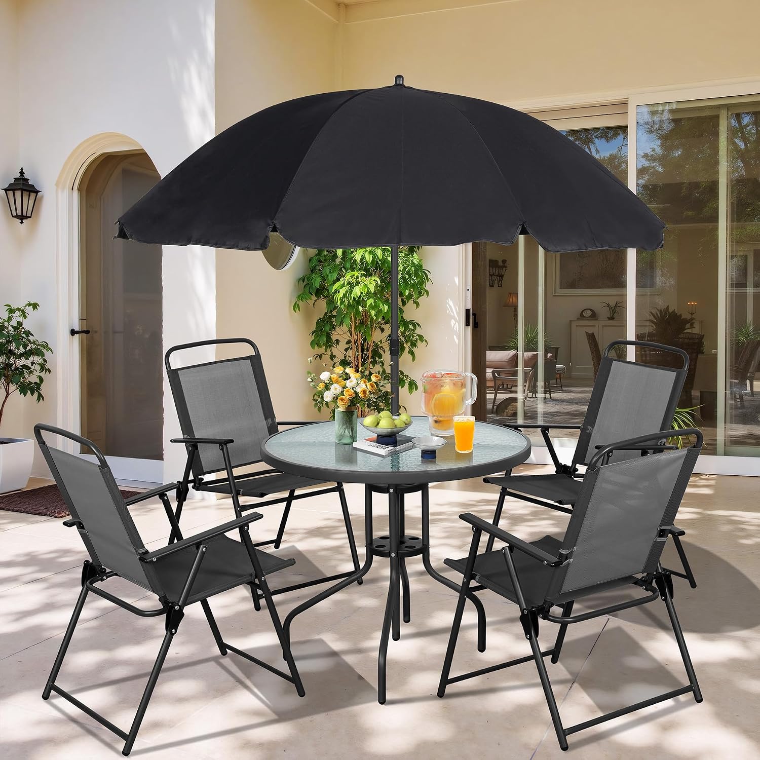 Kids Outdoor Dining Table - Metalowy zestaw mebli ogrodowych na patio,