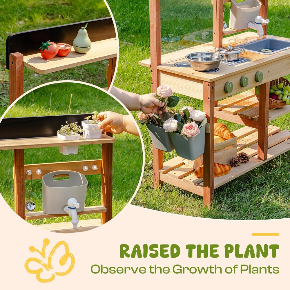 Kids Outdoor Sink - Drewniana kuchnia do zabawy w błoto