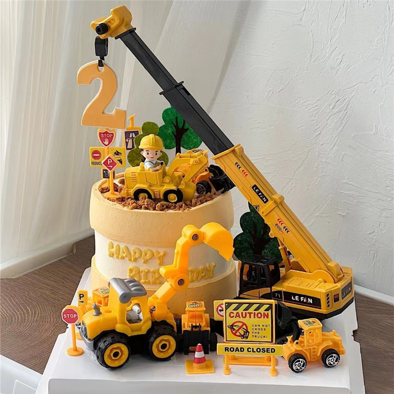 Kids Outdoor Digger - Koparka Żuraw Ciągnik Ciasto Topper Inżynieria