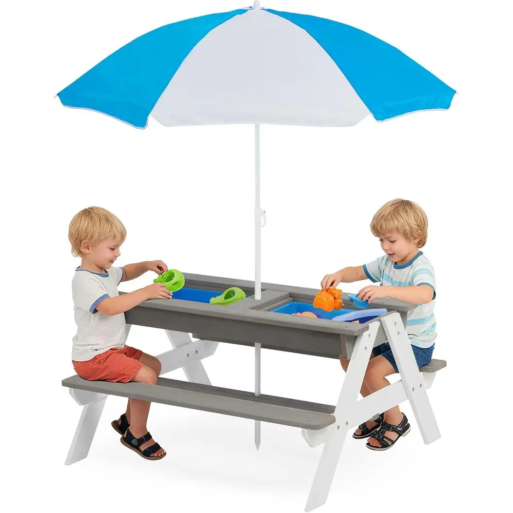Kids Outdoor Picnic Table - Konwertowalny drewniany stolik piknikowy 3w1 dla