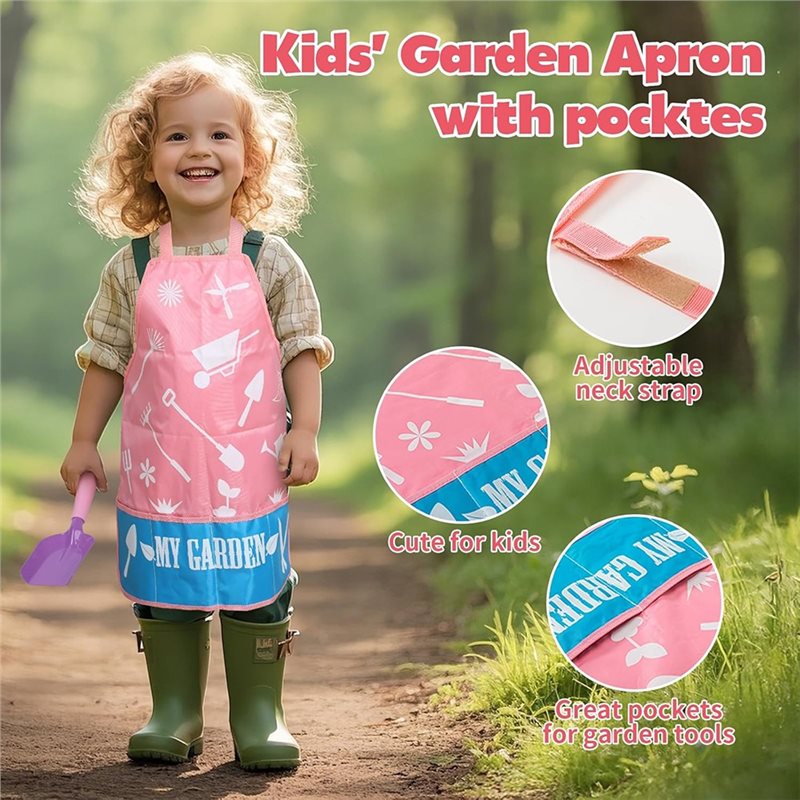 Kids Outdoor Garden Set - Zestaw różowych narzędzi ogrodniczych dla dzieci
