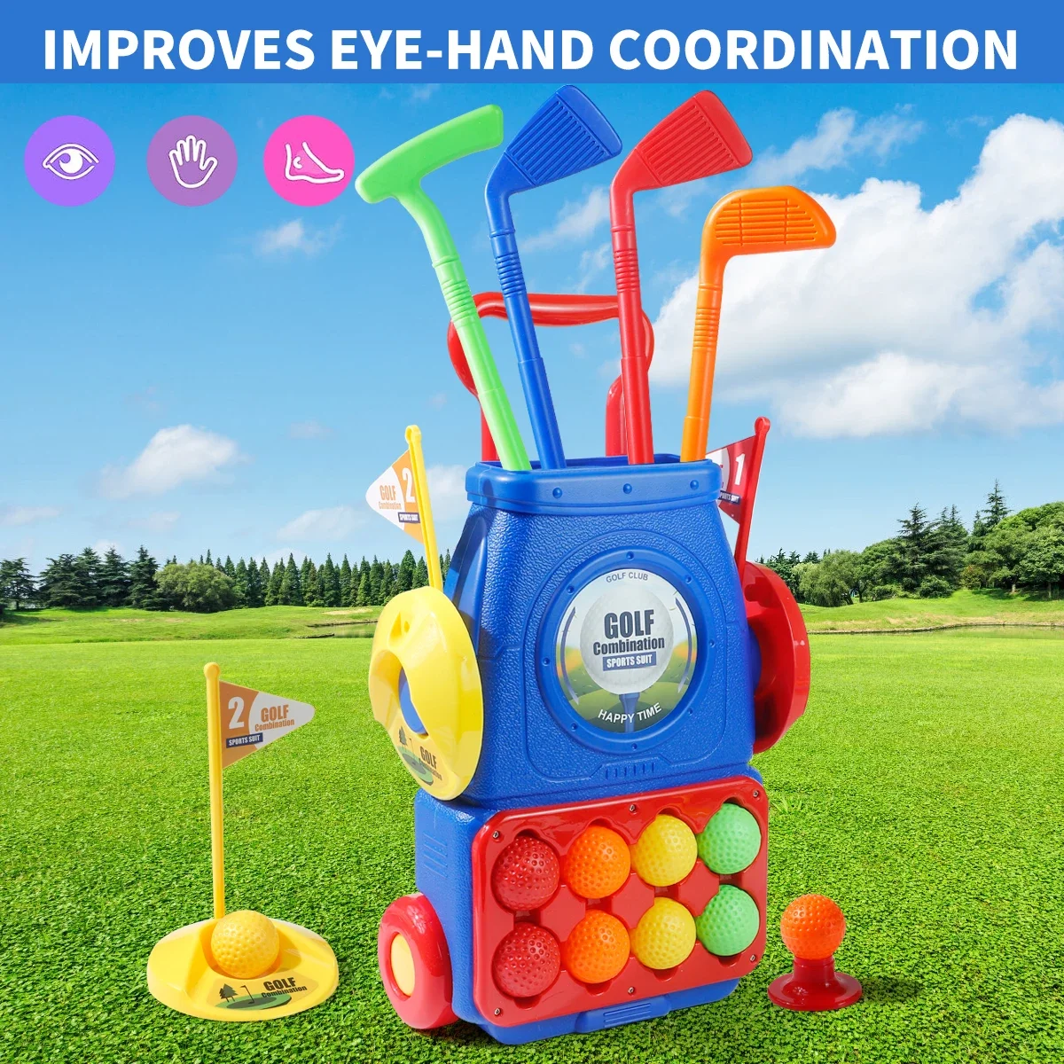 Kids Indoor Outdoor Cart - Zestaw do golfa dla dzieci MQUDUO