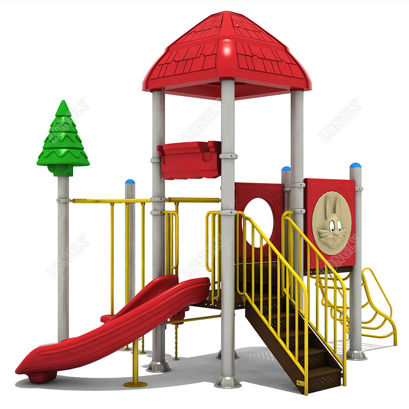 Kids Outdoor Playground - Czerwona plastikowa zjeżdżalnia dla dzieci, sprzęt
