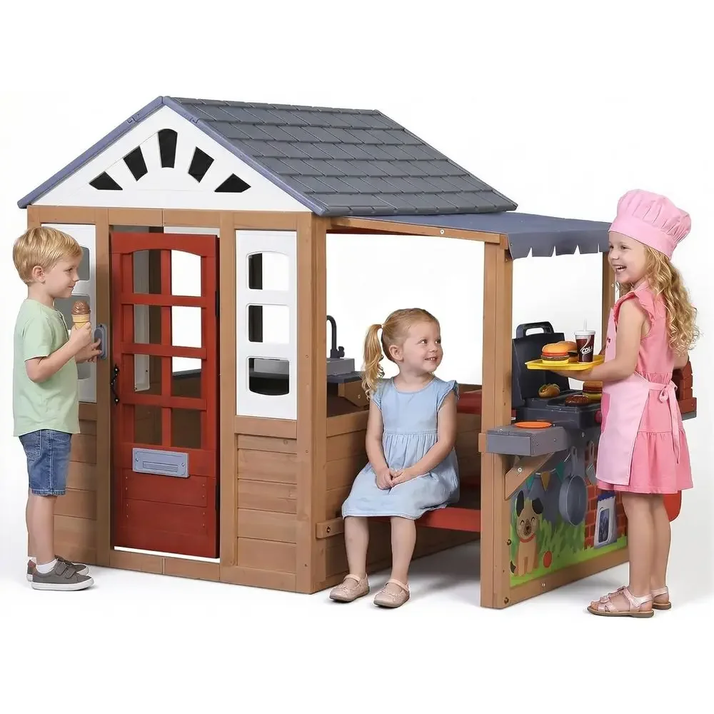 Kids Outdoor Picnic Table - Drewniany domek do zabawy dla dzieci