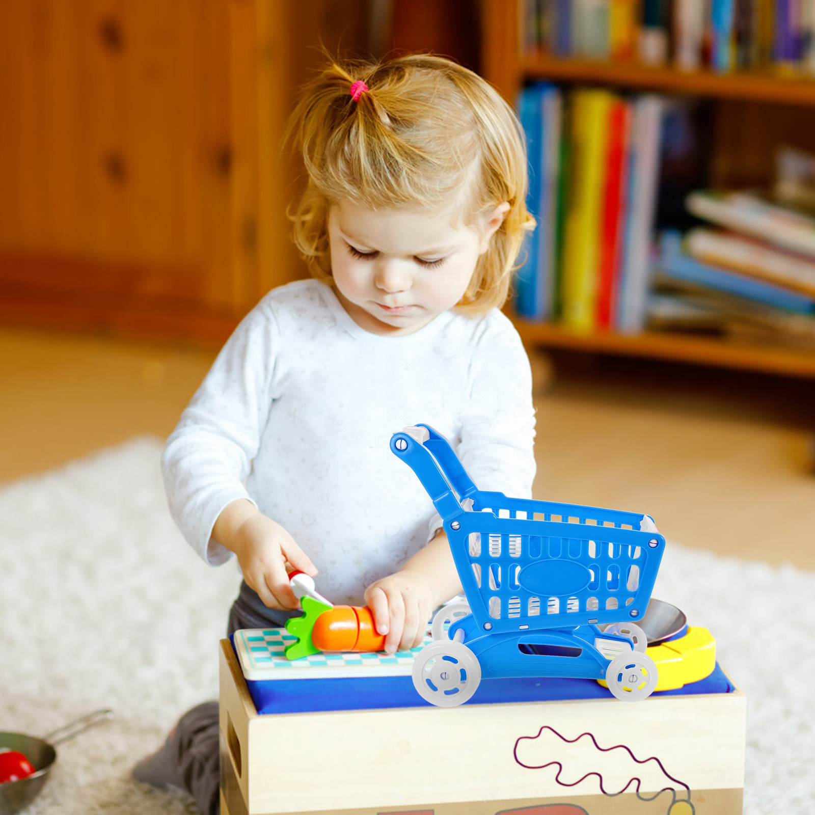 Kids Indoor Outdoor Cart - Mini niebieski wózek na zakupy, wózek