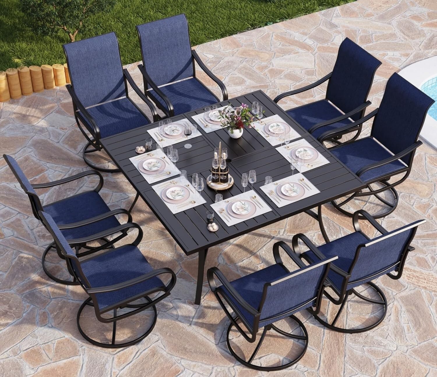 Kids Outdoor Dining Set - 9-częściowy zestaw mebli ogrodowych: stół i