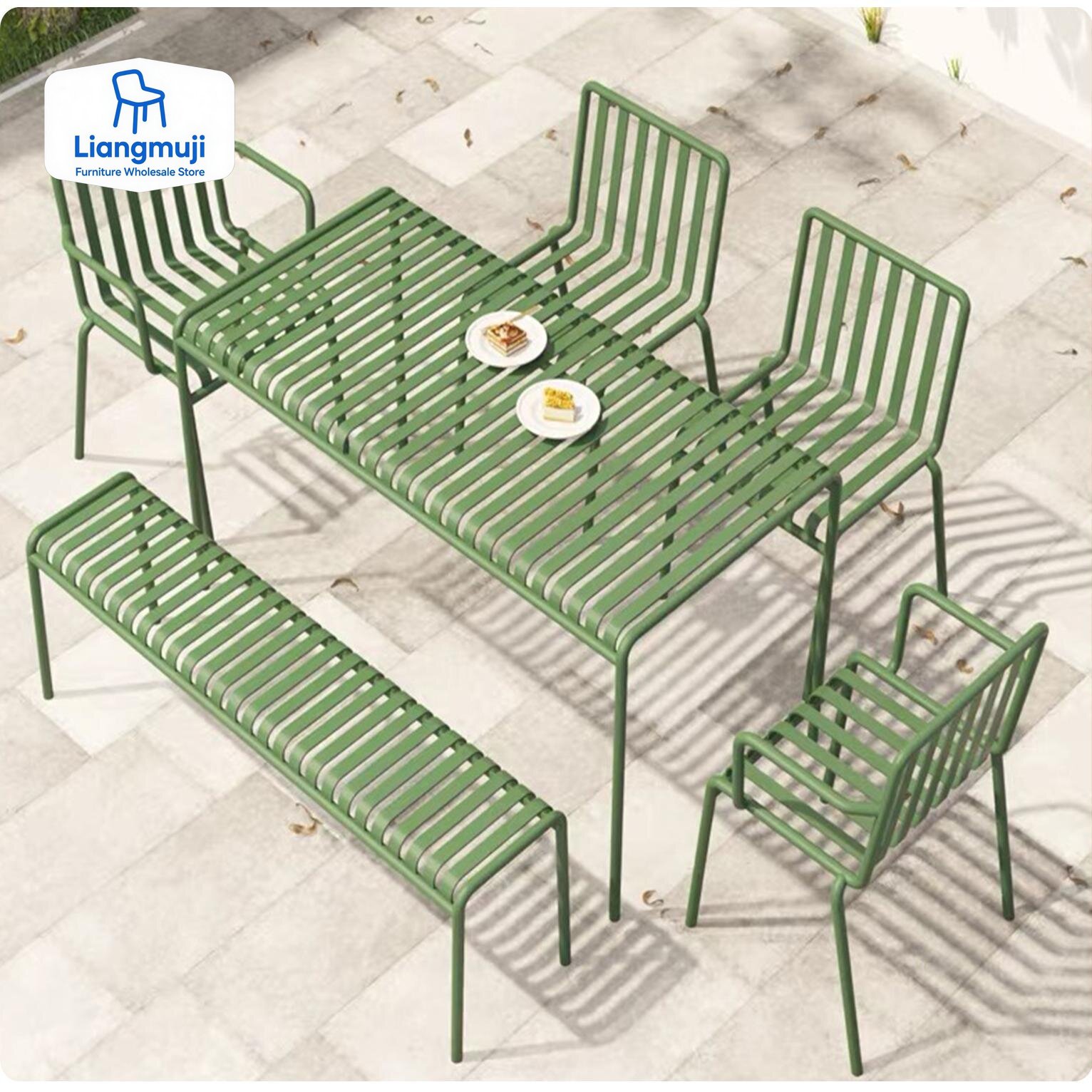 Kids Outdoor Dining Table - Nowoczesny, prosty zestaw mebli ogrodowych na