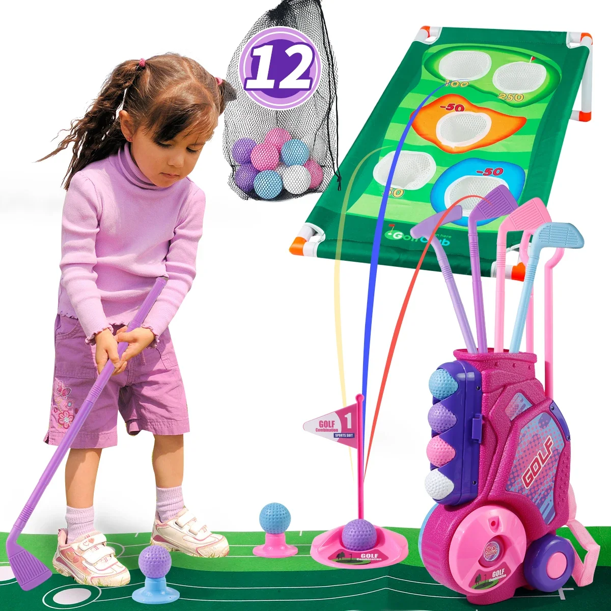 Kids Indoor Outdoor Cart - Zestaw do golfa dla dzieci MQUDUO