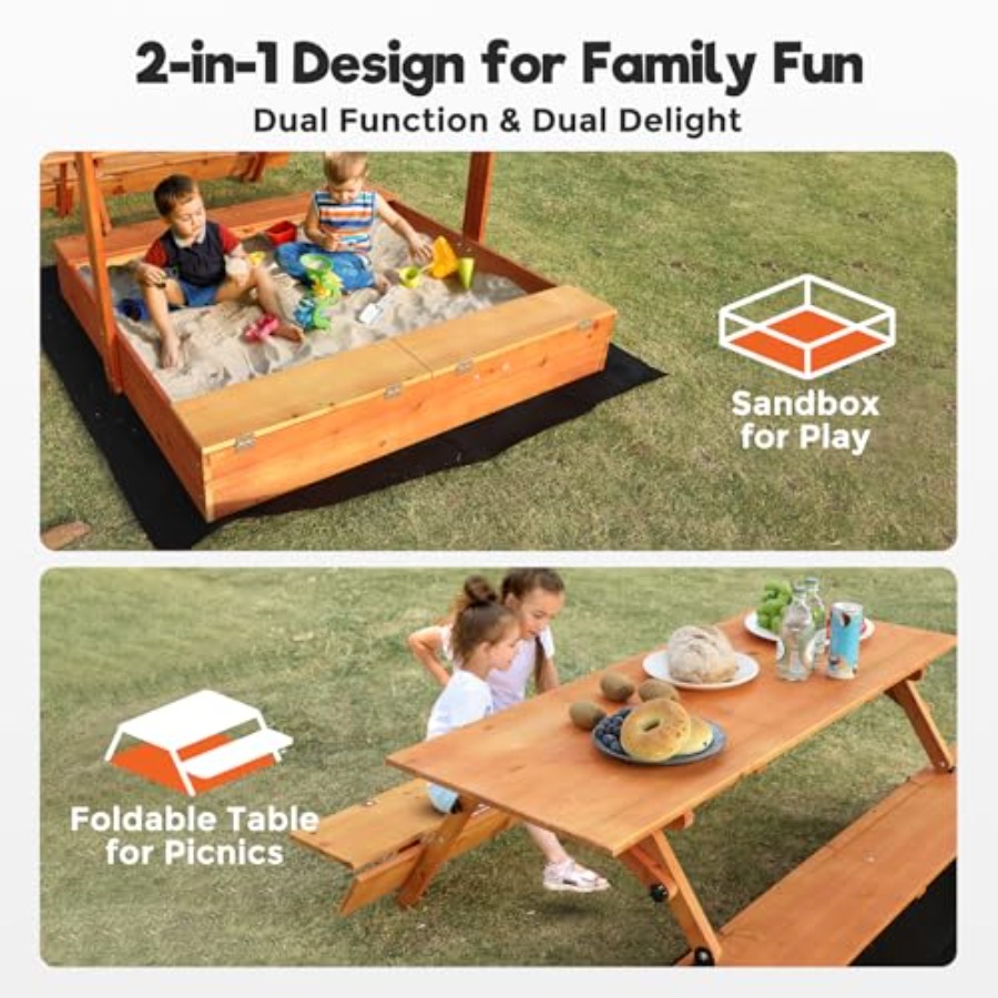 Drewniany piaskownica dla dzie – Kids Outdoor Picnic Table recenzja i cena