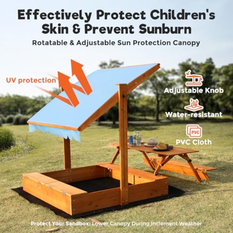 Drewniany piaskownica dla dzie – Kids Outdoor Picnic Table recenzja i cena