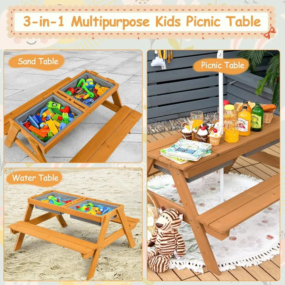Drewniany stolik piknikowy 4w1 – Kids Outdoor Picnic Table recenzja i cena