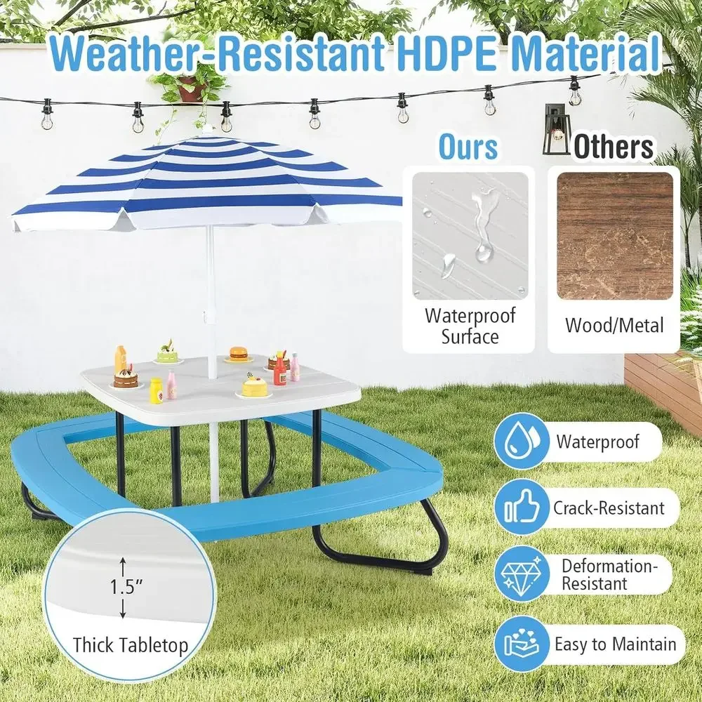 Stół piknikowy dla 8 osób z pa – Kids Outdoor Picnic Table recenzja i cena