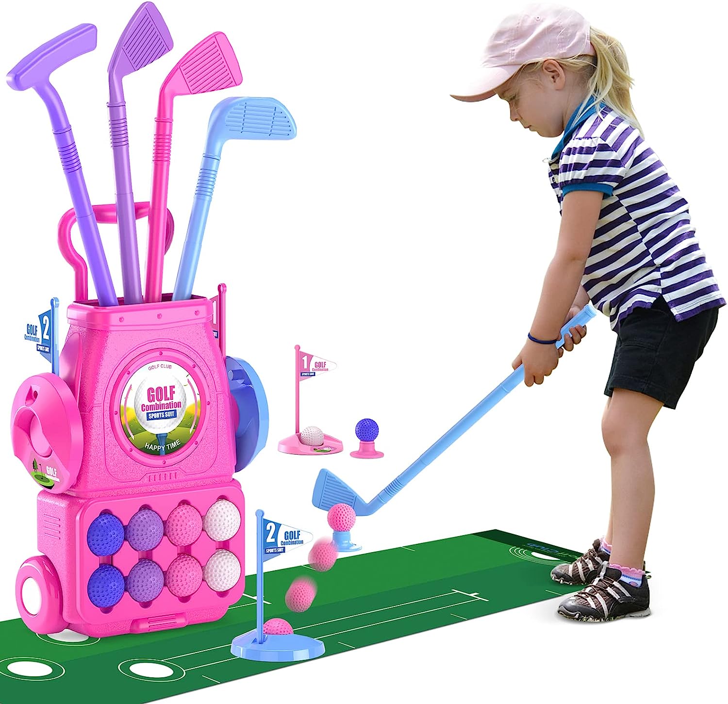 Różowy zestaw do golfa dla dzi – Kids Indoor Outdoor Cart recenzja i cena