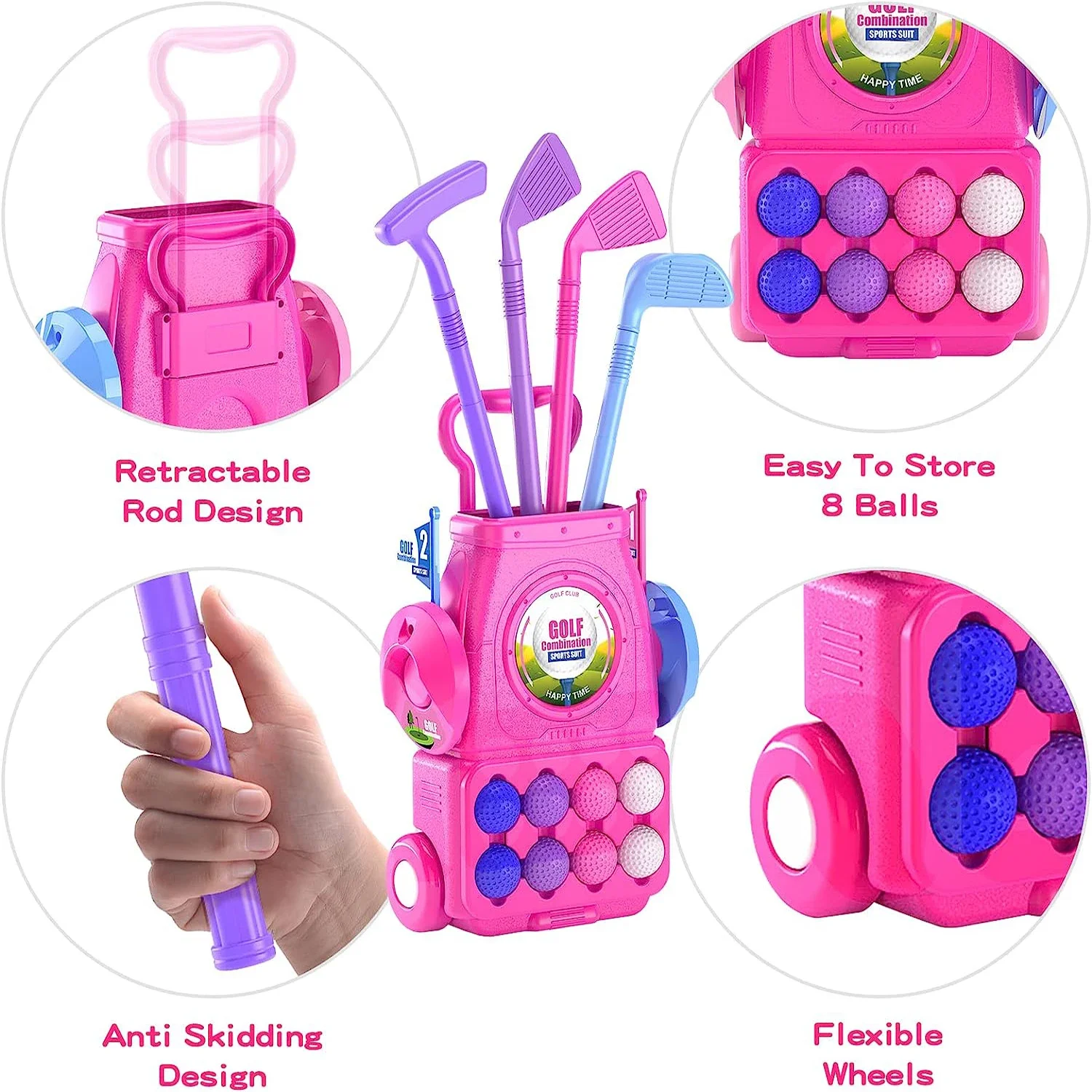 Różowy zestaw do golfa dla dzi – Kids Indoor Outdoor Cart recenzja i cena