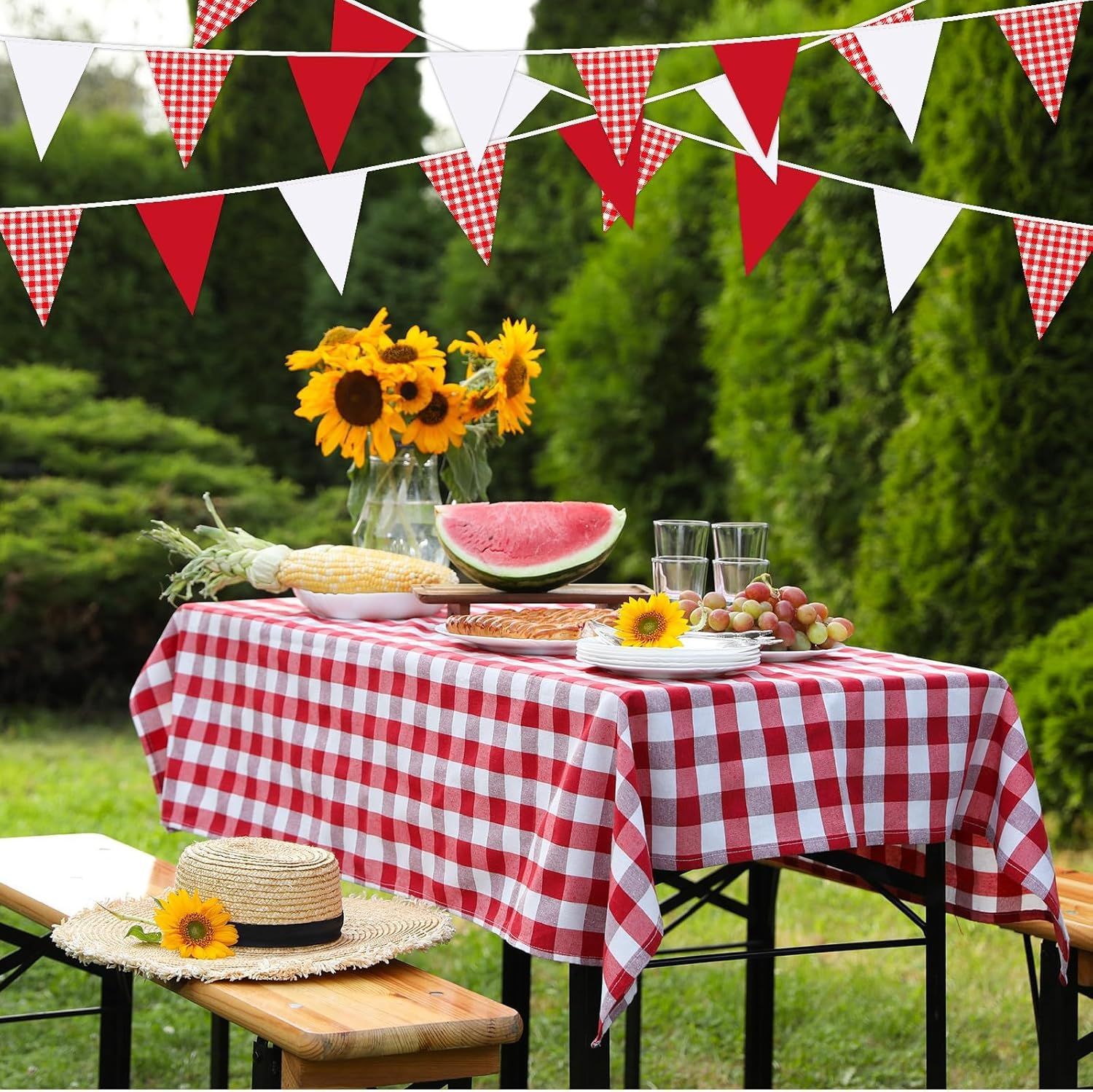 Czerwono-białe trójkątne flagi – Kids Outdoor Garden Set recenzja i cena
